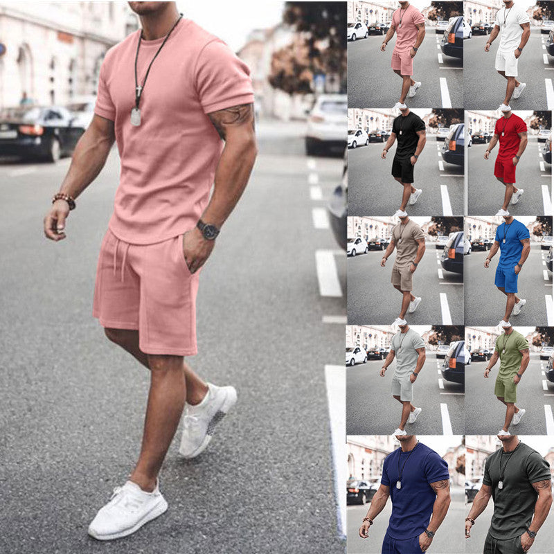 Short Sleeve Shorts Two-Piece Sports And Leisure summer suit for men