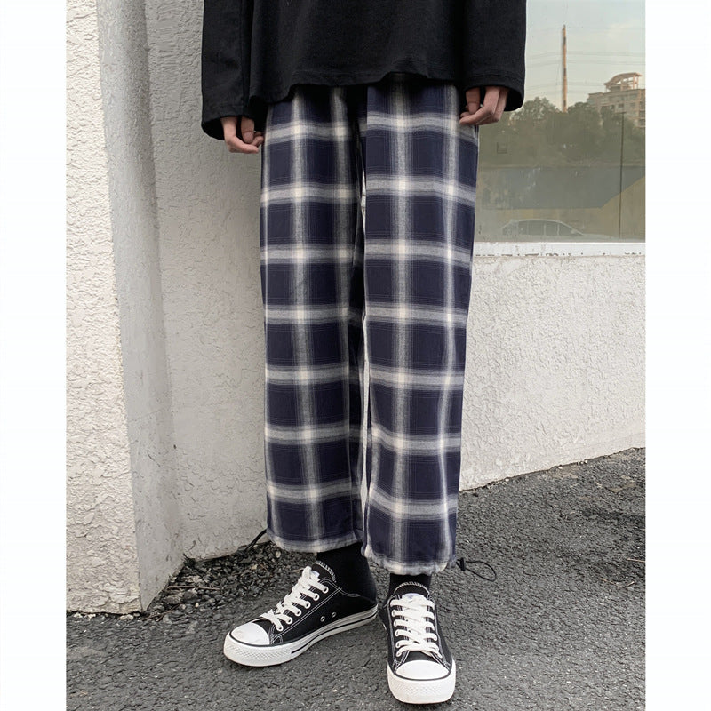 Check beam casual pants