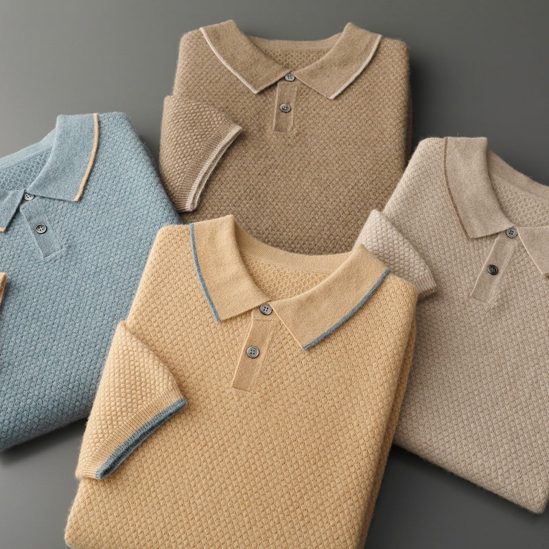 Men's Cashmere Lapel Pullover Shirt