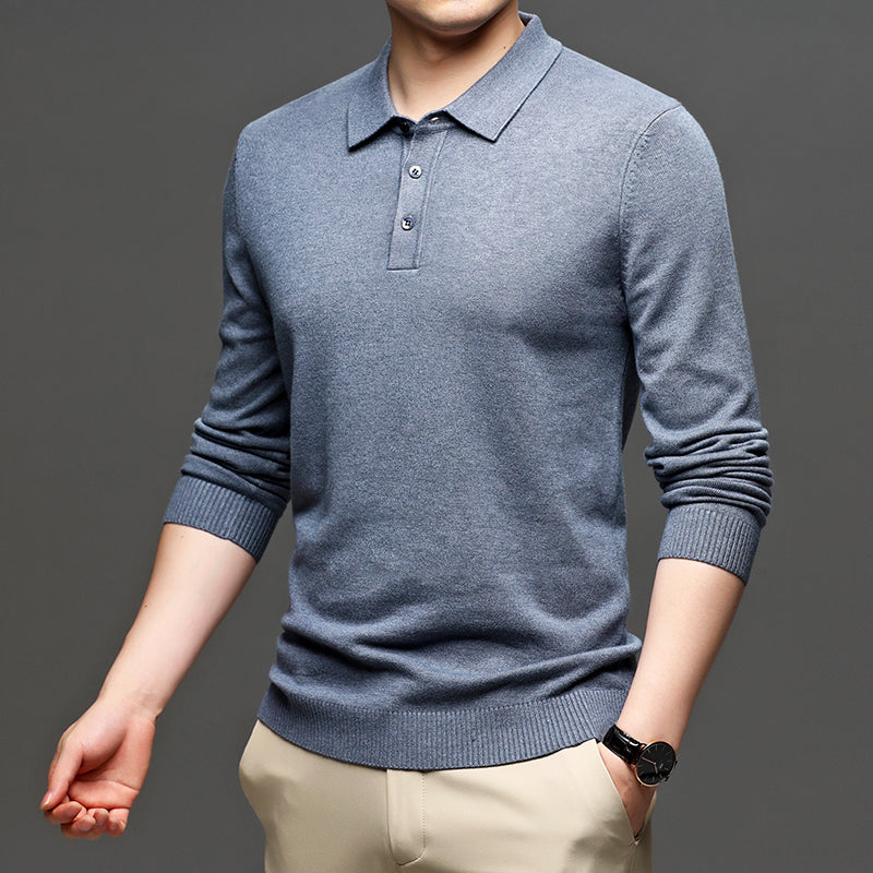 Men's Casual Business Lapel Wool T-shirt