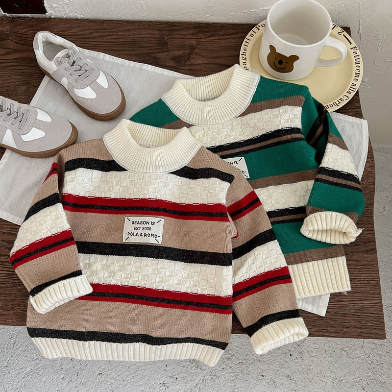 Boy's Pullover Color Stripes Sleeve Sweater