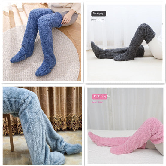 Over Knee High Fuzzy Long Socks Winter Warm Cold Leg Knee Joint Cold-proof Stockings