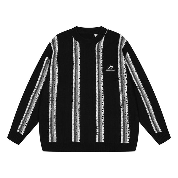 Striped Jacquard Round Neck Sweater For Men