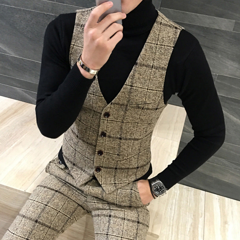 Thick Slim Fit Plaid Suit