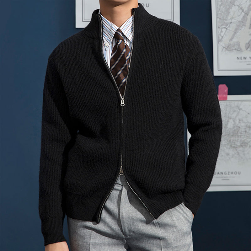 Maglione caldo casual da uomo, cardigan con cerniera retrò