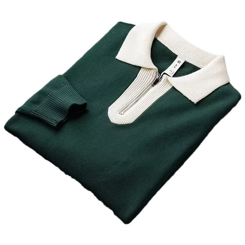 Men's Lapel Slim Polo Collar Sweater