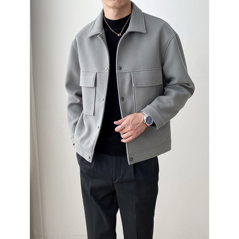 Men's Casual Lapel Jacket Loose Woolen Coat