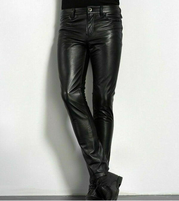 Spring And Autumn Tight Men's Leather Pants