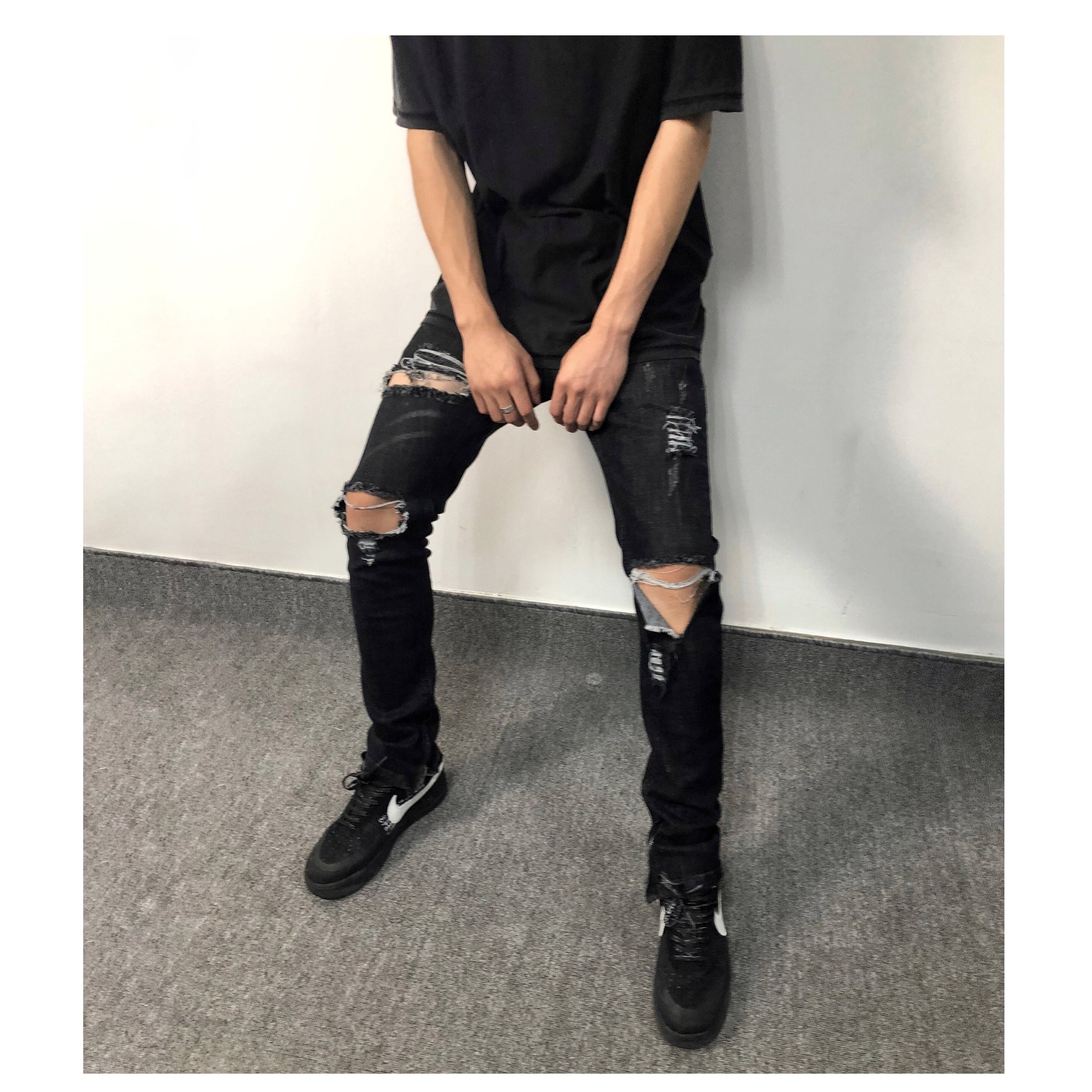 distressed Motorcycle jeans men