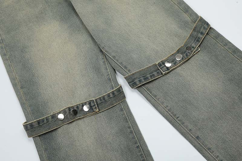 Vintage Washed And Worn Straight Jeans