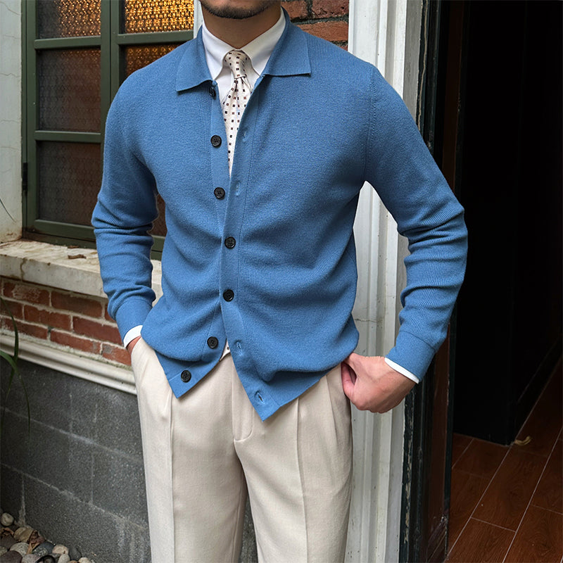 Cardigan vintage in maglia di lana da uomo slim