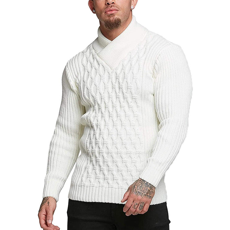 Men's Solid Color Long-sleeved Sweater