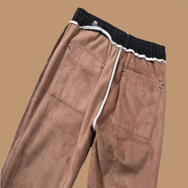 Pantalones casuales cepillados a cuadros para hombre