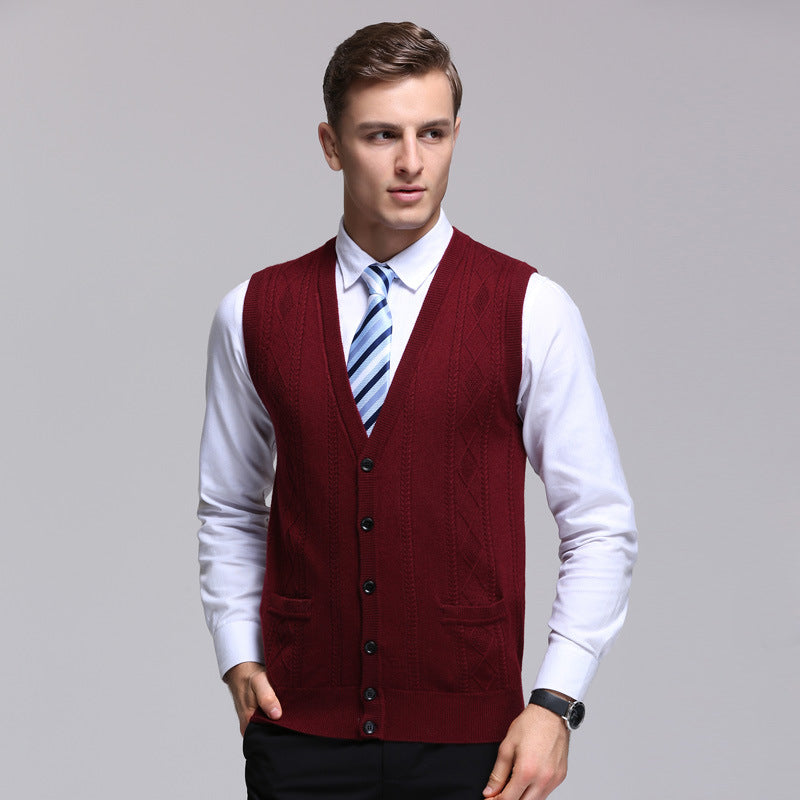 Men's Wool Knitted Middle-aged Vest