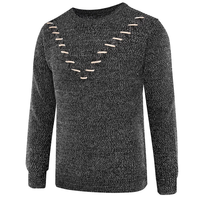 Men's Chest Ribbon Embellished Knitted Sweater