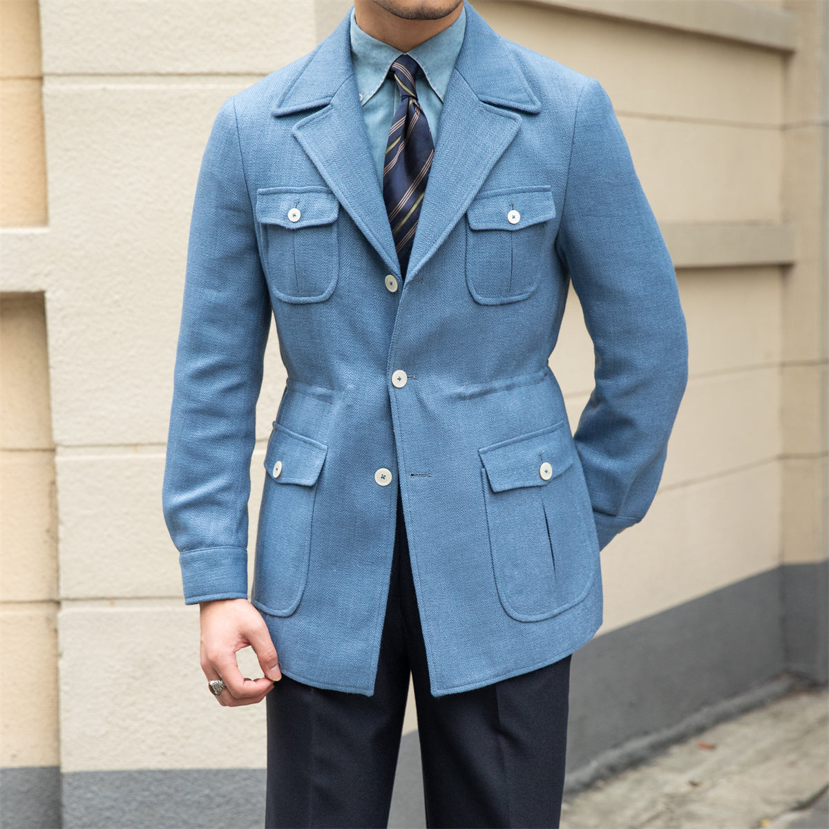 Milan Suit Collar Linen Blend Jacket