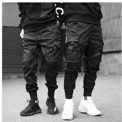 Men Black Hip Hop Cargo Pants