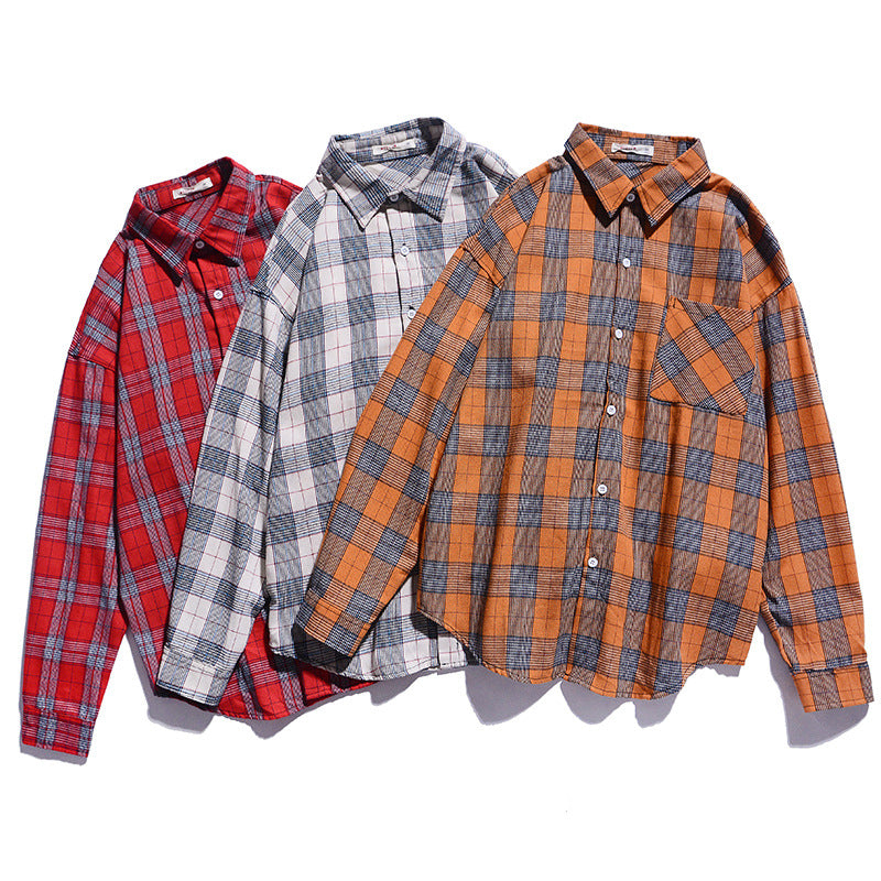 New Long Sleeve Plaid Shirt Men