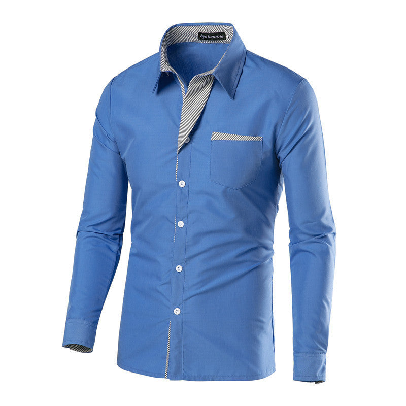 European And American Simple Men's Long Sleeve Shirt