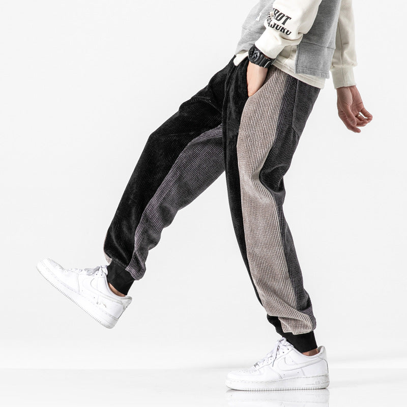 Corduroy Contrast Stitching Drawstring Pants