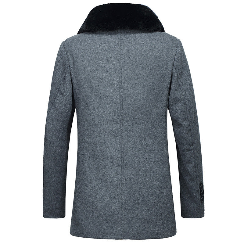 Woolen Coat With Wool Collar For Men
