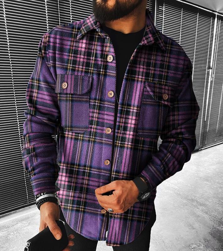 Plaid Pocket Long Sleeve Shirt