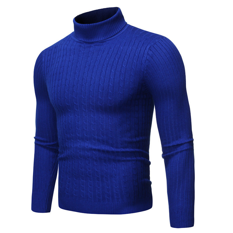 Twist Knit Sweater Slim-fit High Neck