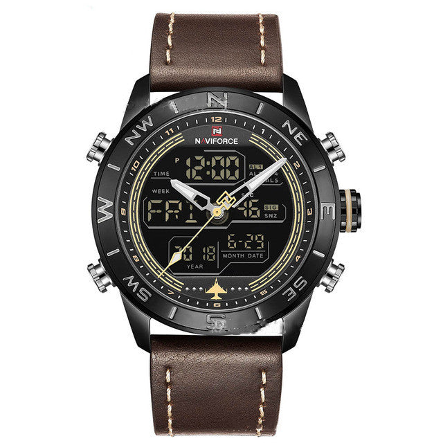 NAVIFORCE 9144 Gold LED Analog Digital Watch