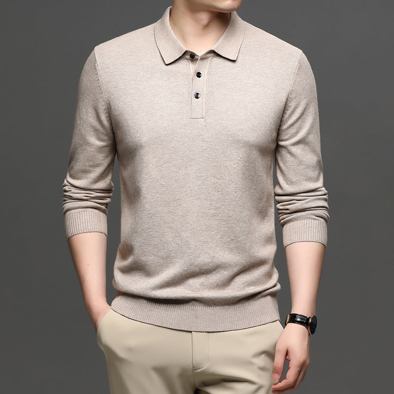 Men's Casual Business Lapel Wool T-shirt