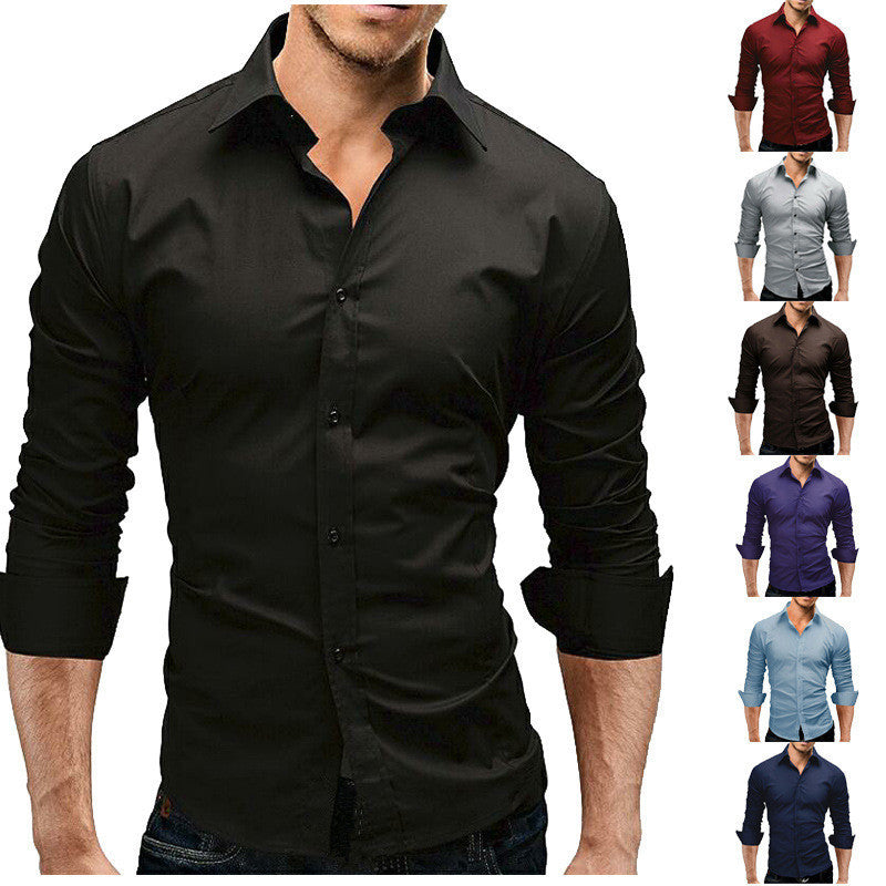 Men's Slim-fit Long-sleeved Simple Formal Shirt