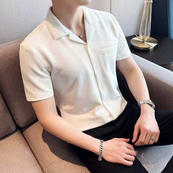 Camisa elegante casual de manga corta para hombre