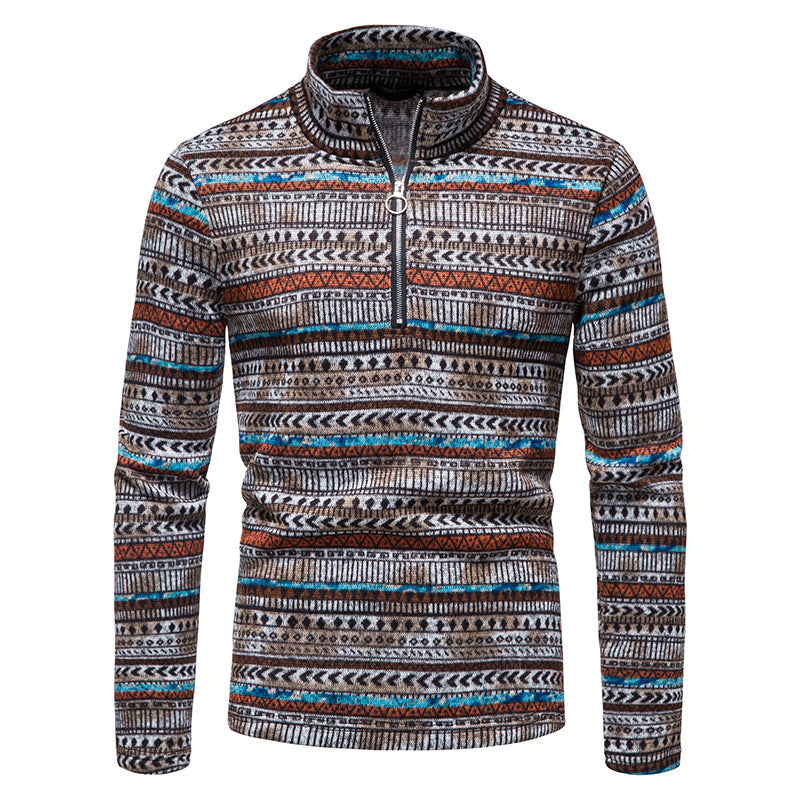 Maglione pullover con collo alto e cerniera da uomo