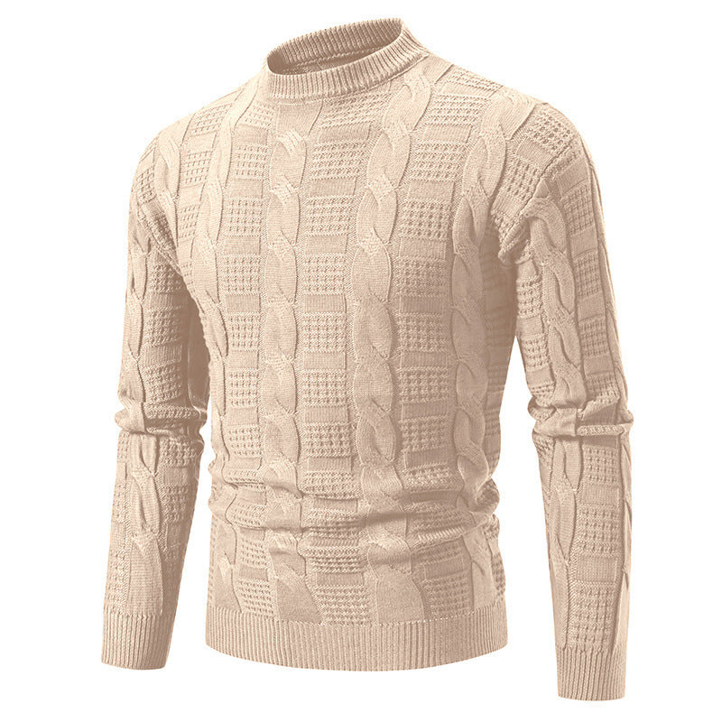 Pull en maille torsadée à col rond pour homme