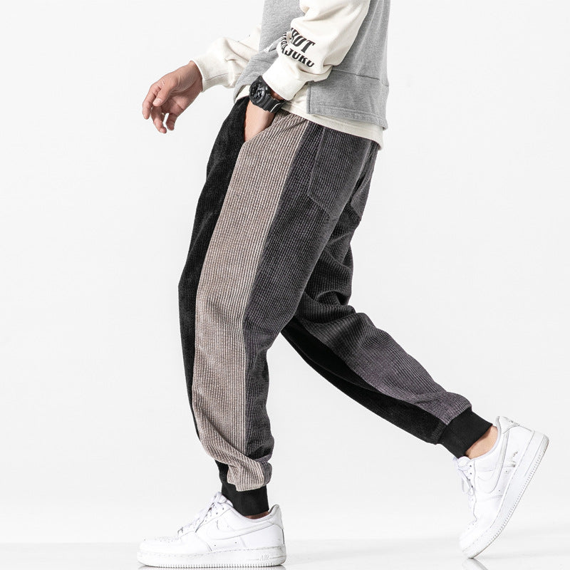 Corduroy Contrast Stitching Drawstring Pants