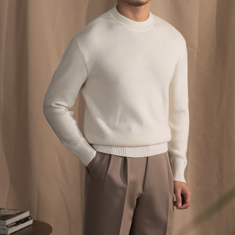 Casuale Ribbed Knit Wool Blend Sweater