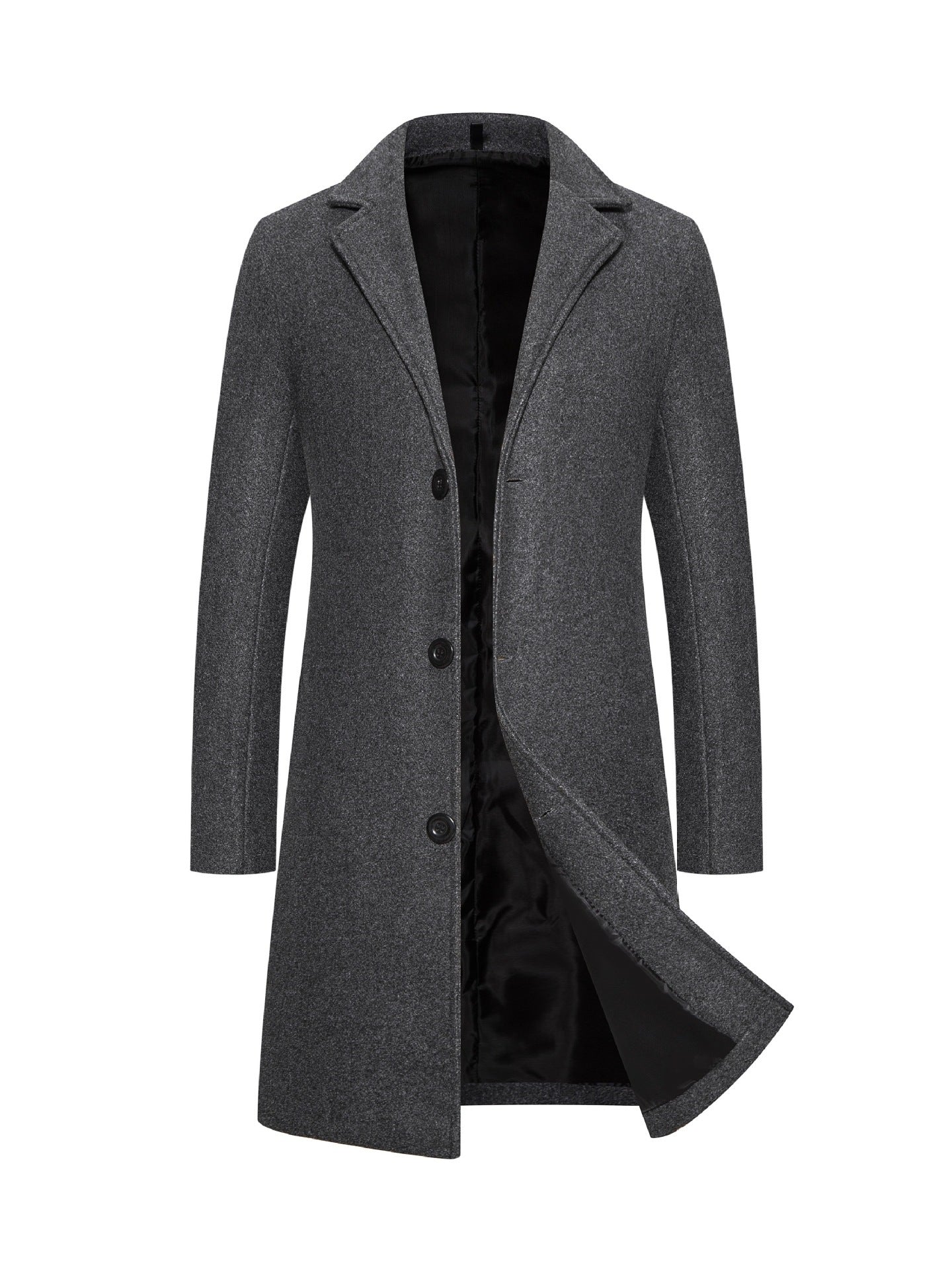 Men's Woolen Slim-fit Mid-length Trench Coat