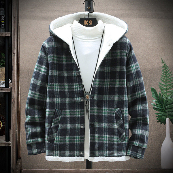 Men's Casual Hooded Cashmere Fleece Cotton Jacket