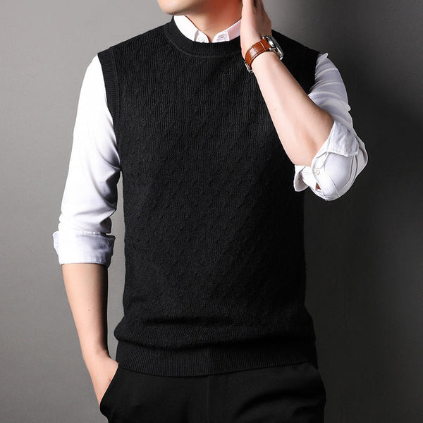 Autumn New Men's Round Neck Sleeveless Sweater Knitted Vest