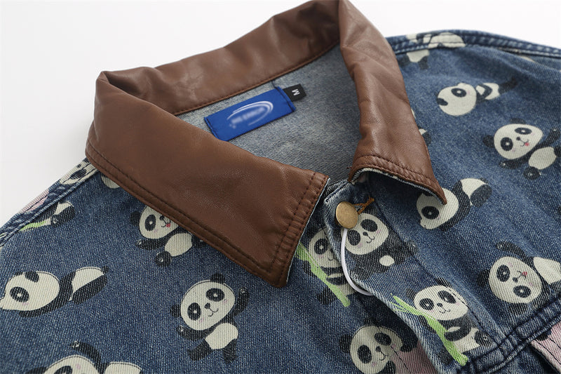 Cartoon Lesser Panda Printed Denim jacket