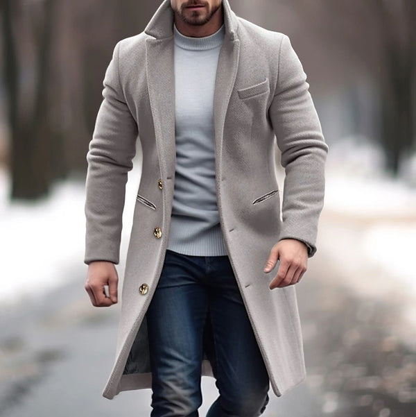 Men's Mid-length woolen Trench Coat