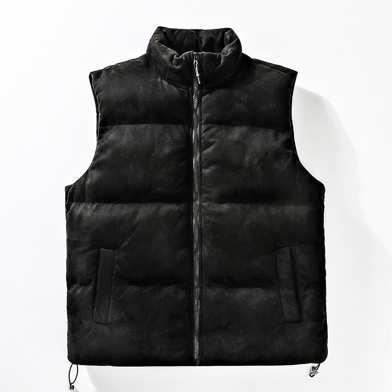 Semplice gilet imbottito in cotone con collo alto per uomo