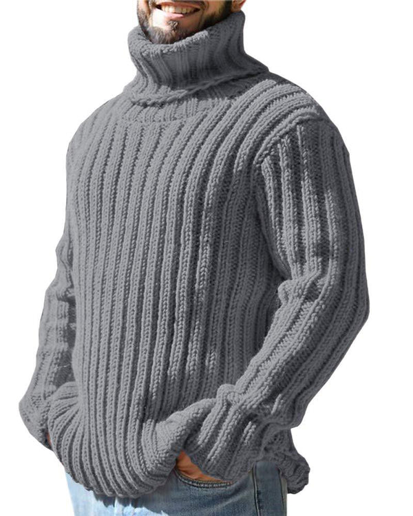 Turtleneck Solid Color Slim Fit Knit Sweater