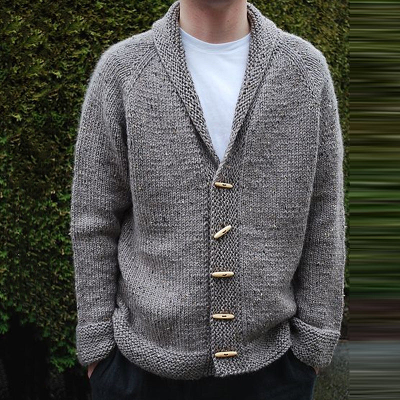 Men's Long-sleeved Knitted Cardigan Sweater