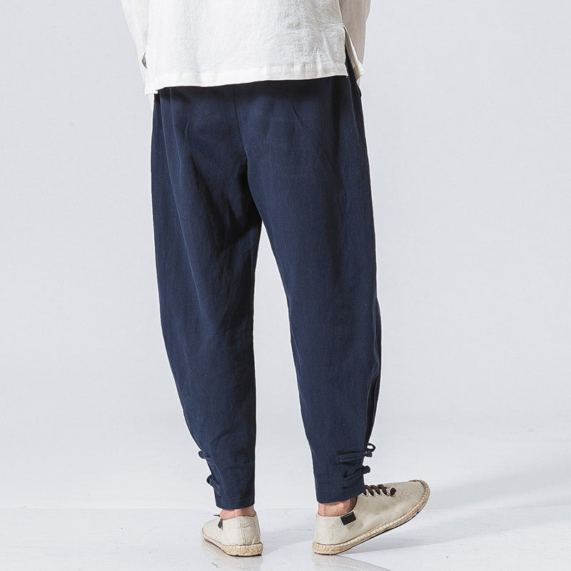 Men's Casual Cotton Linen Loose Harem Pants