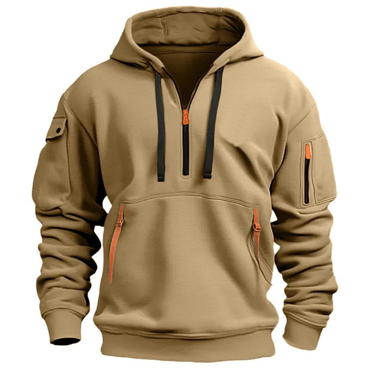 Zip Multi-pocket Pullover Sports Casual hoodie