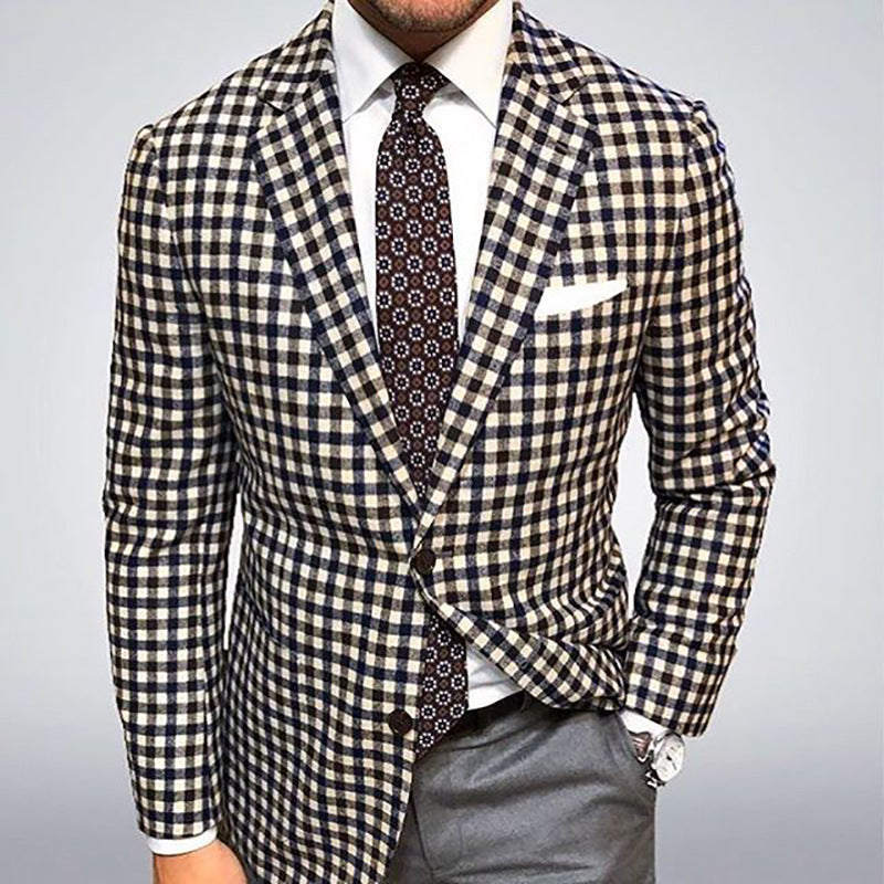 Plaid Casual Suit Jacket for men