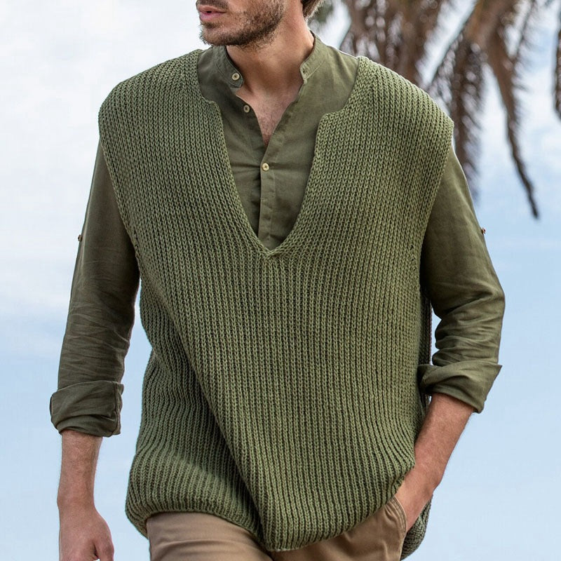 Chaleco de punto suelto de talla grande para hombre