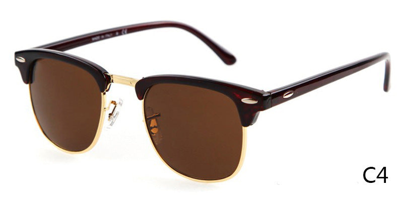 metal half frame sunglasses