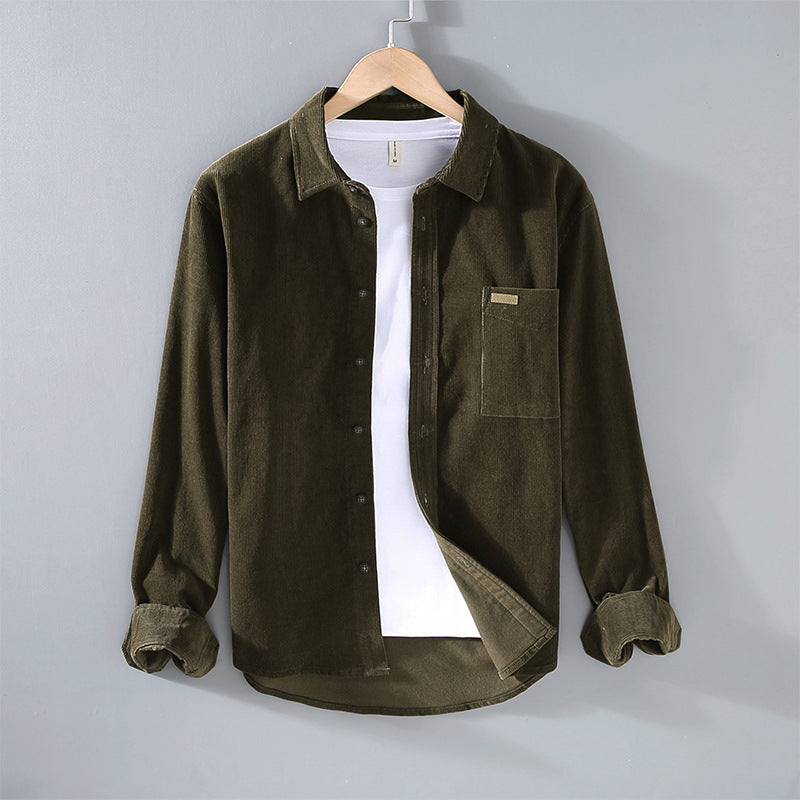 Casual Corduroy Lapel Shirt