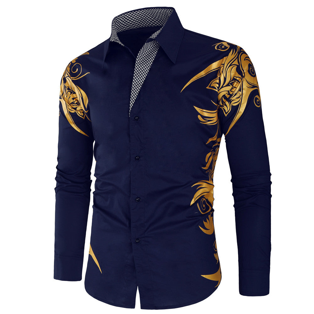 Fashion bronzing printed shirt men